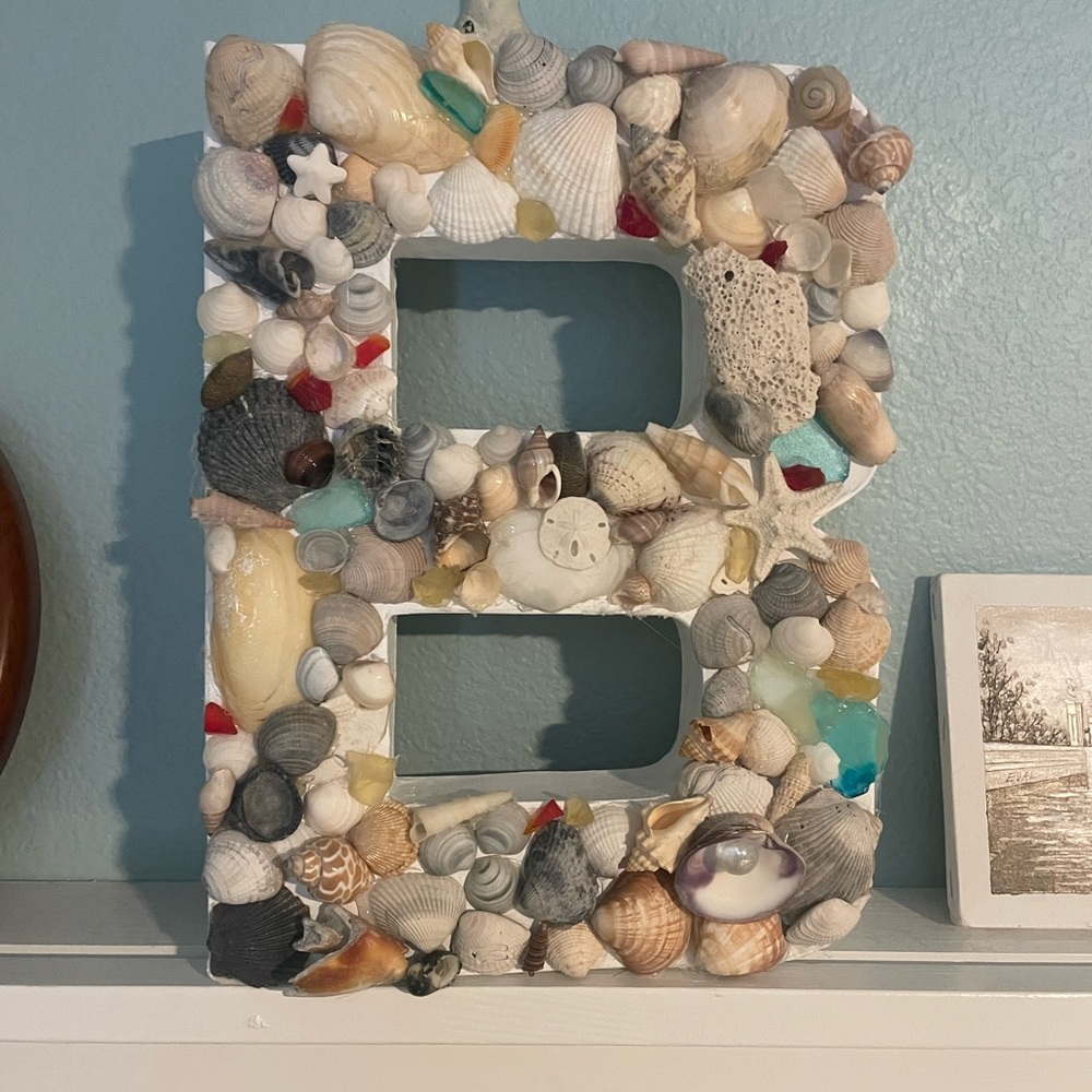 B Letter Decor Seashells Beach Coastal Chic Handmade Anthro Look
